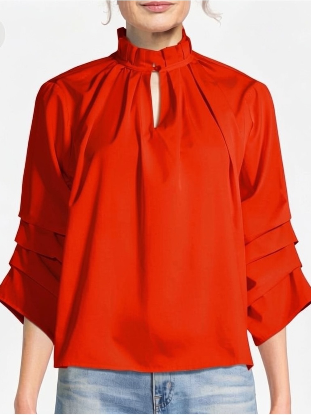 HARSHMAN Kieran Blouse in Vibrant Poppy Red